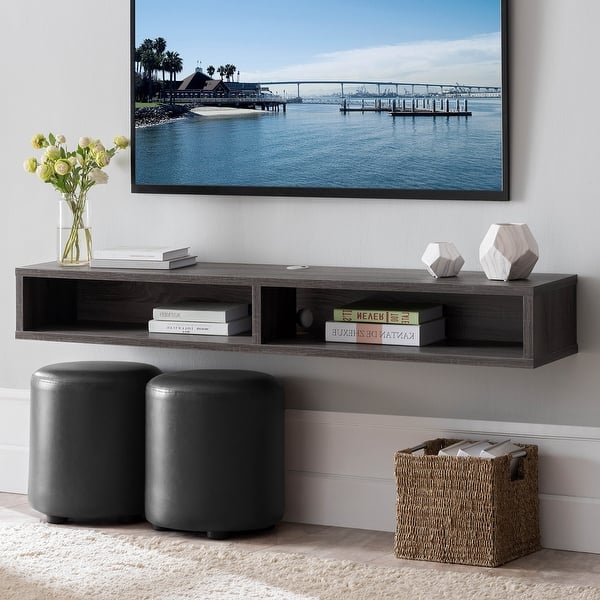 DH BASIC WallMounted Gray 60" Open Shelf TV Console by Denhour Bed